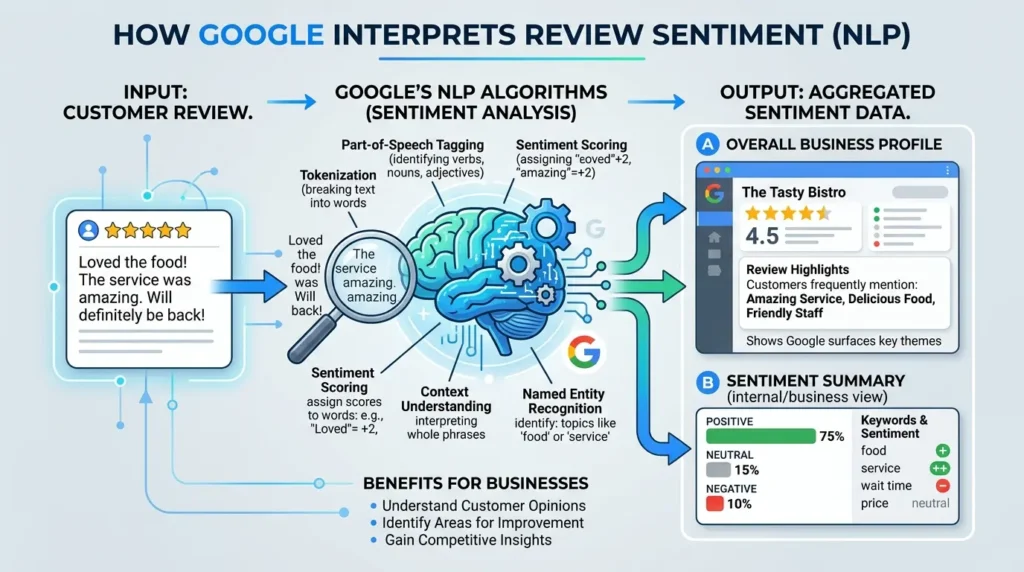 How does Google interpret review sentiment?