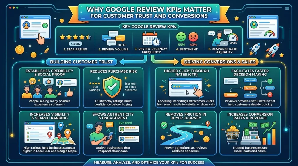 Why do Google review KPIs matter for customer trust and conversions?
