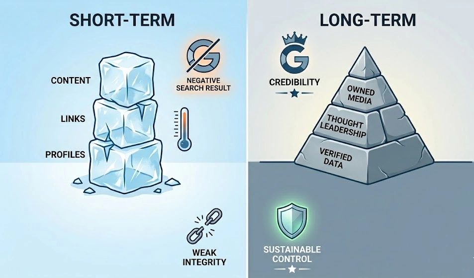 How Do Short Term Suppression Tactics and Long Term Asset Optimization Impact Entity Credibility