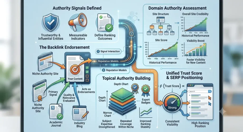 How do authority signals affect trust in search rankings