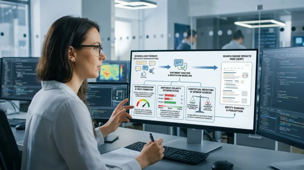 How do reviews and sentiment shape search credibility