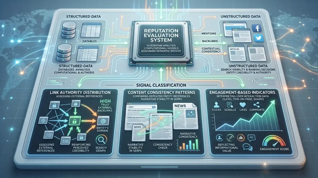 How do search engines evaluate online reputation signals