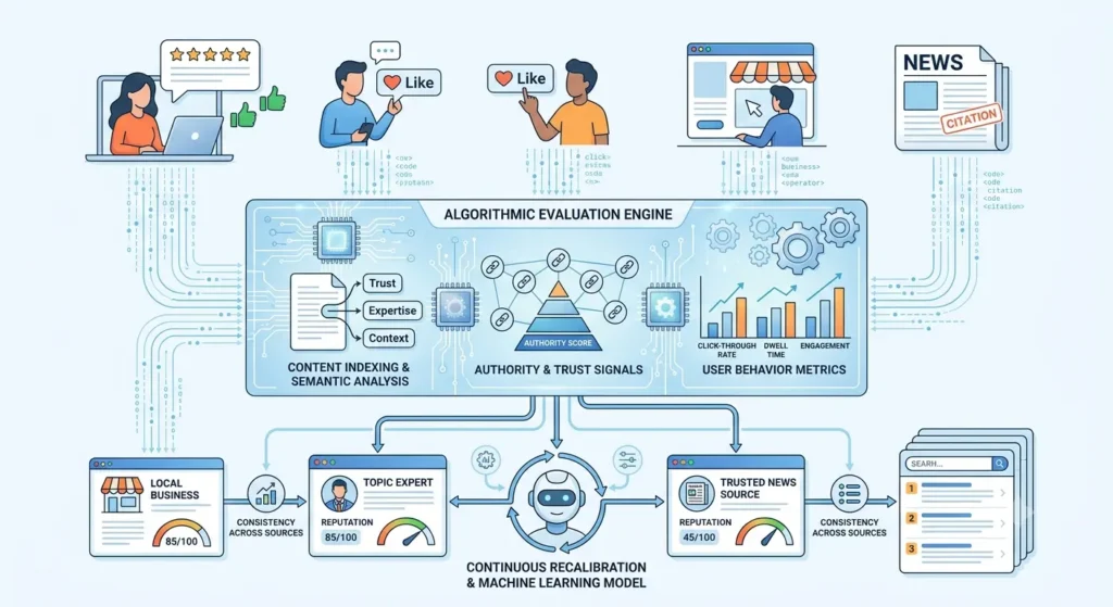 How do search engines evaluate online reputation signals
