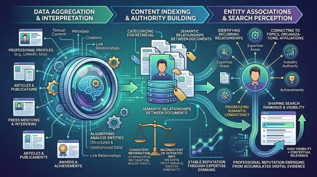 How do search engines form professional reputation
