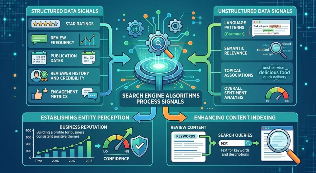 How do search engines interpret Google review signals?