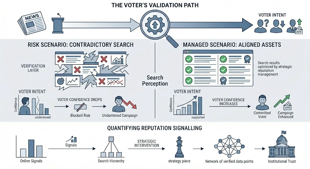 How does search perception influence voter intent