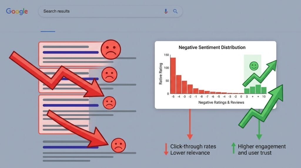 How Does Negative Sentiment Distribution Affect Search Perception?