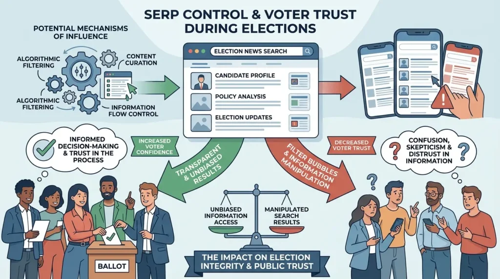Why does SERP control influence voter trust during elections?