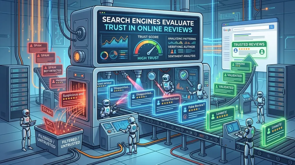 How Do Search Engines Evaluate Trust in Online Reviews?