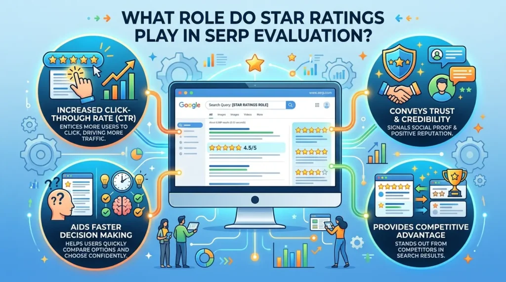 What role do star ratings play in SERP evaluation?