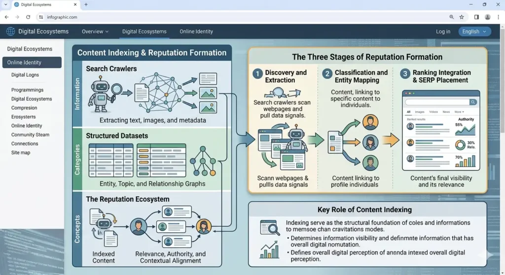 What is the role of content indexing in reputation formation