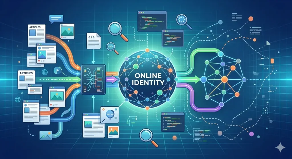 What role does content indexing play in shaping online identity