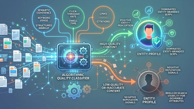 What role does indexed content quality play in determining online reputation