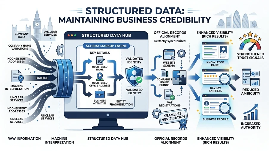 What role does structured data play in maintaining business credibility