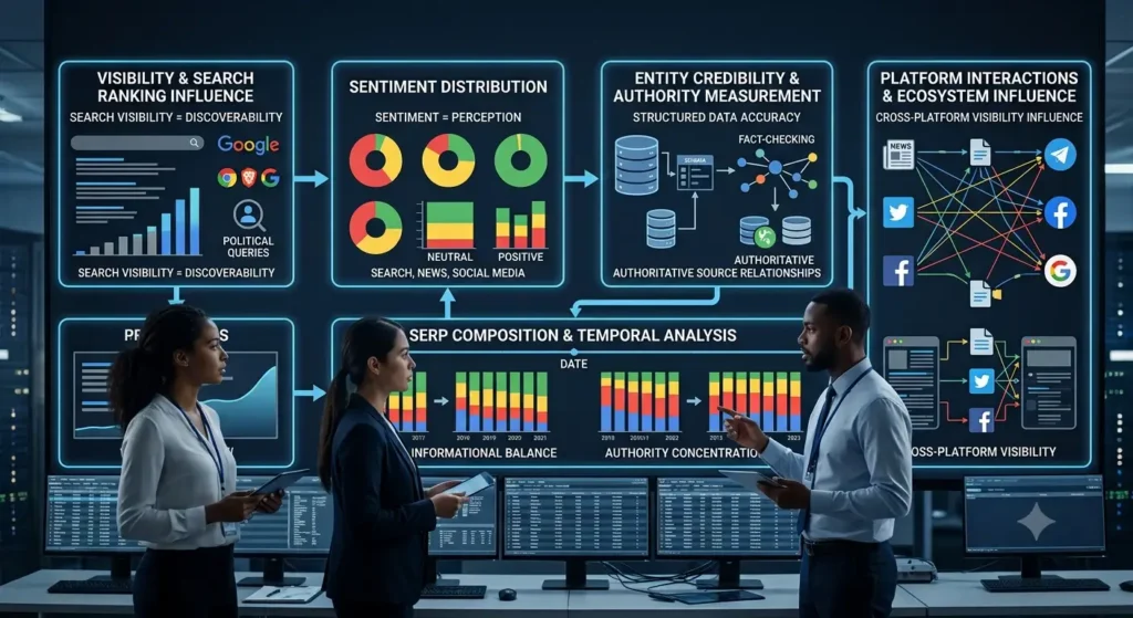 Which evaluation framework measures political reputation most effectively