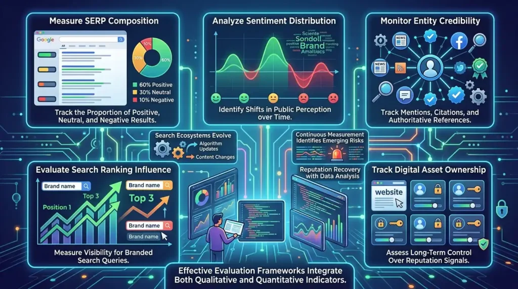 Which metrics measure reputation management effectiveness