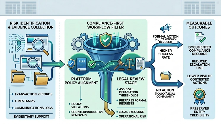 Which process reduces legal and compliance risk during review actions
