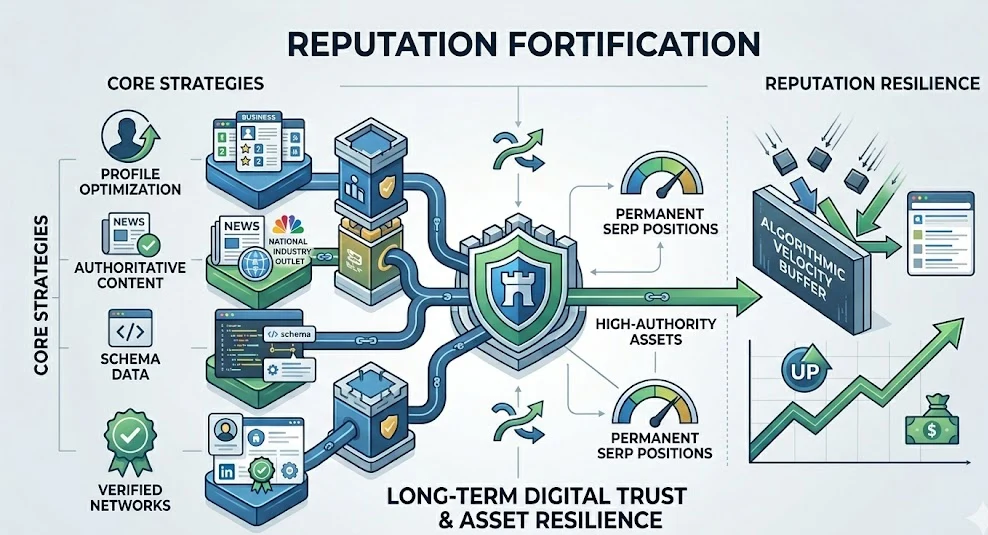 Which reputation management approach secures long term digital trust and asset resilience
