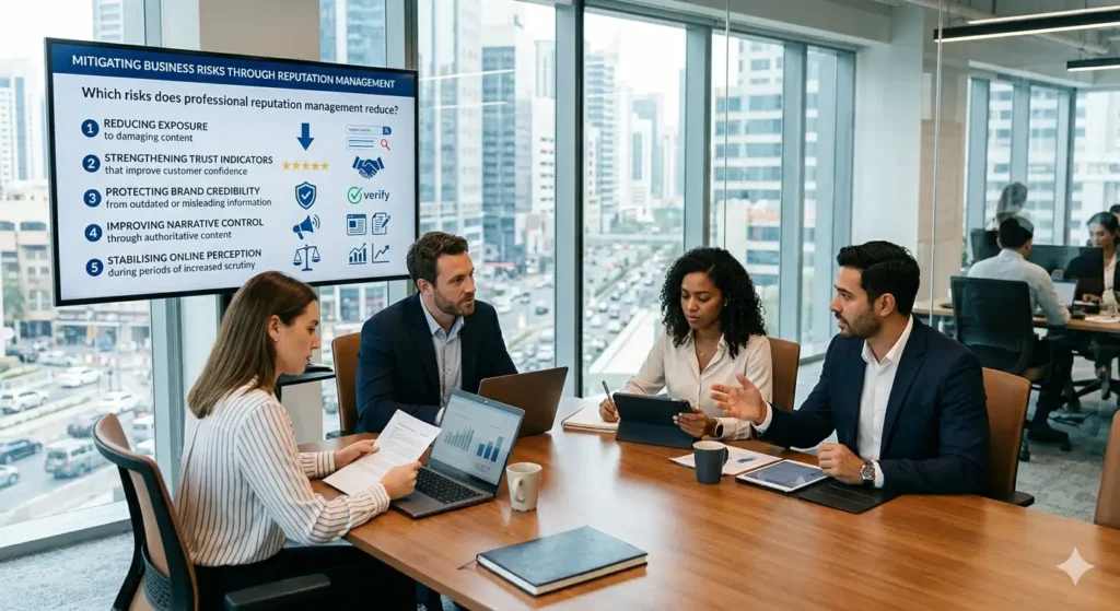 Which risks does professional reputation management reduce