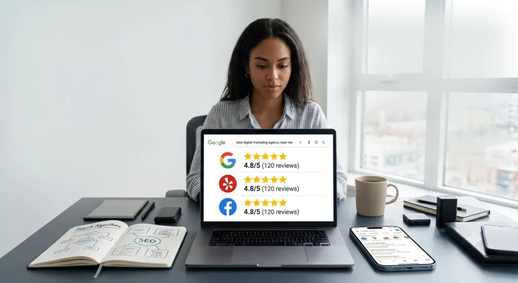 Why do Google, Yelp, and Facebook reviews appear prominently in search results?