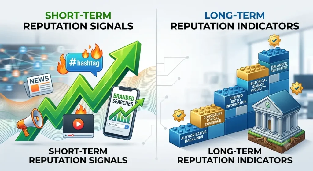 How Do Short-Term Reputation Signals Compare with Long-Term Reputation Indicators
