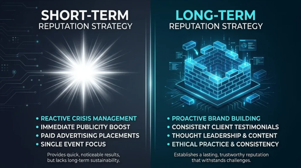 How Do Short-Term and Long-Term Reputation Strategies Compare for Law Firms?