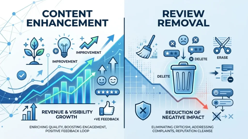 How Does Content Enhancement Compare With Review Removal Requests?