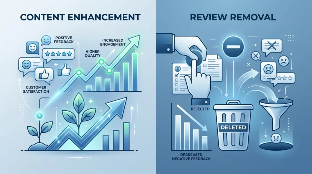 How Does Content Enhancement Compare With Review Removal Requests?