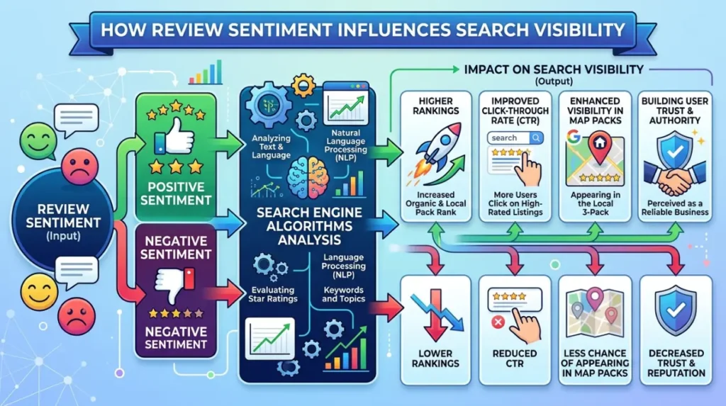 How Does Review Sentiment Influence Search Visibility?