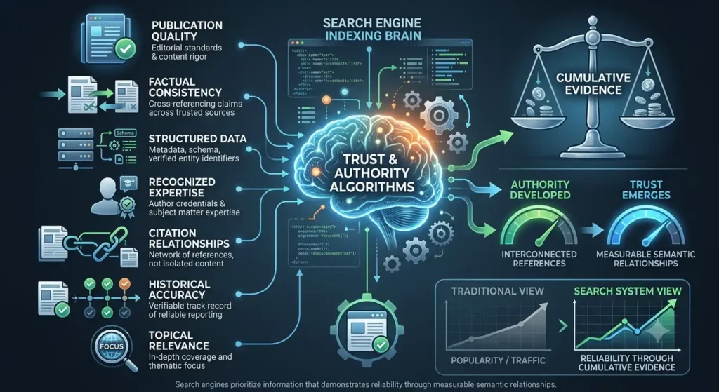 How are trust and authority signals evaluated