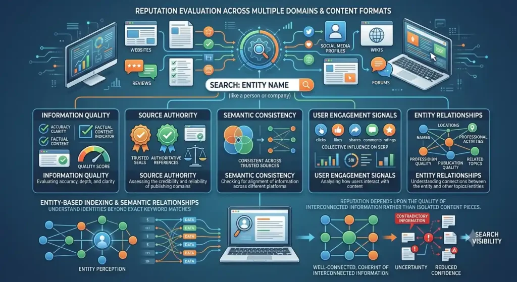 How do search engines evaluate online reputation
