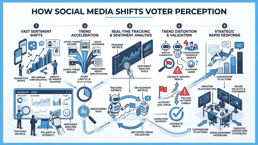 How do social media dynamics shift voter sentiment