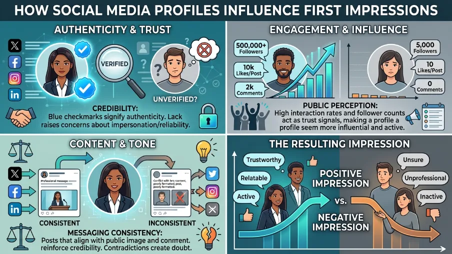 How do social media profiles influence first impressions