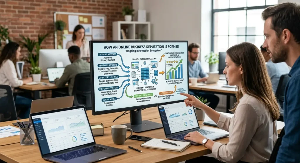How is an online business reputation formed