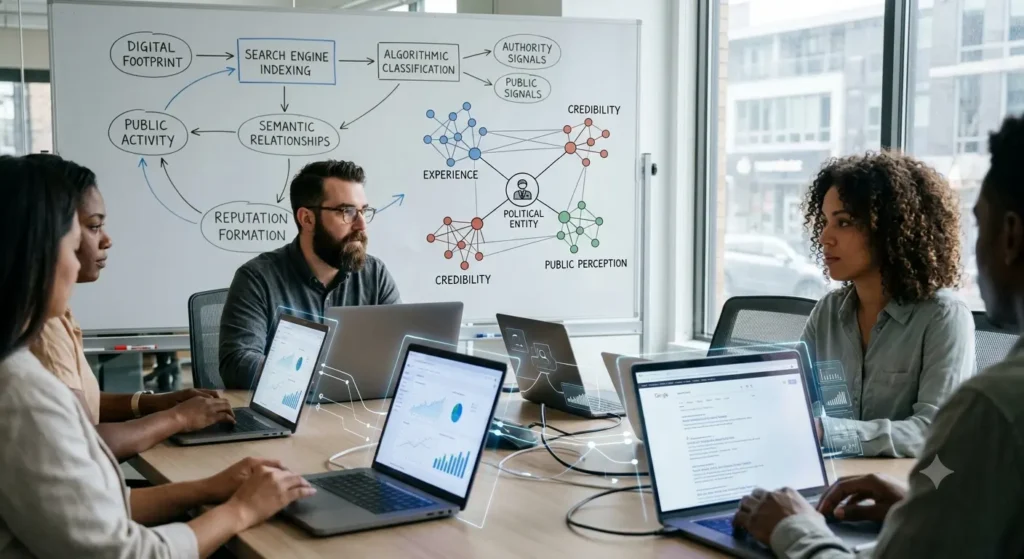 How is political reputation formed in search ecosystems