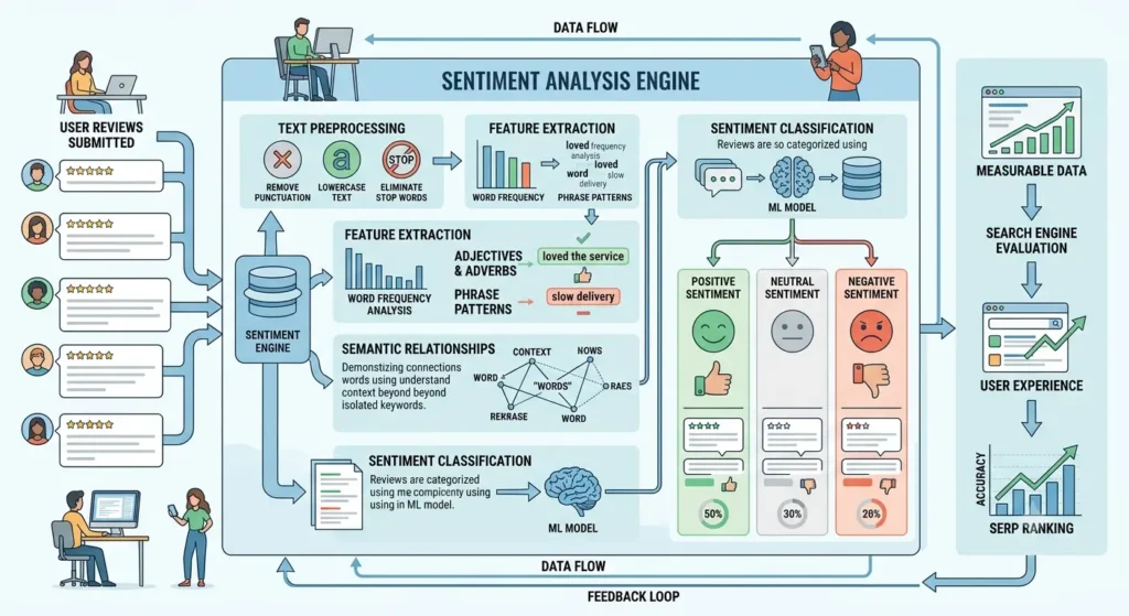 How is review sentiment analysed