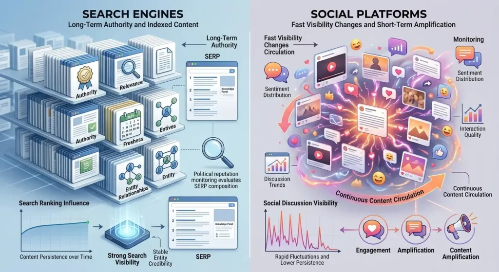 Search engines versus social platforms
