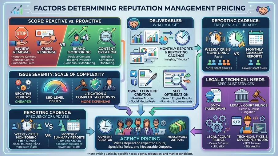 What factors determine reputation management pricing