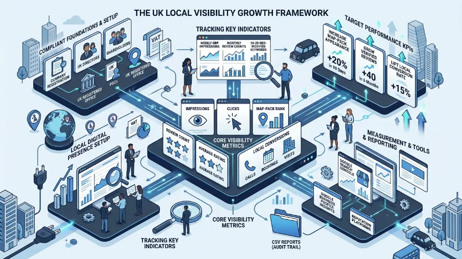 What measurable metrics show combined impact on local visibility