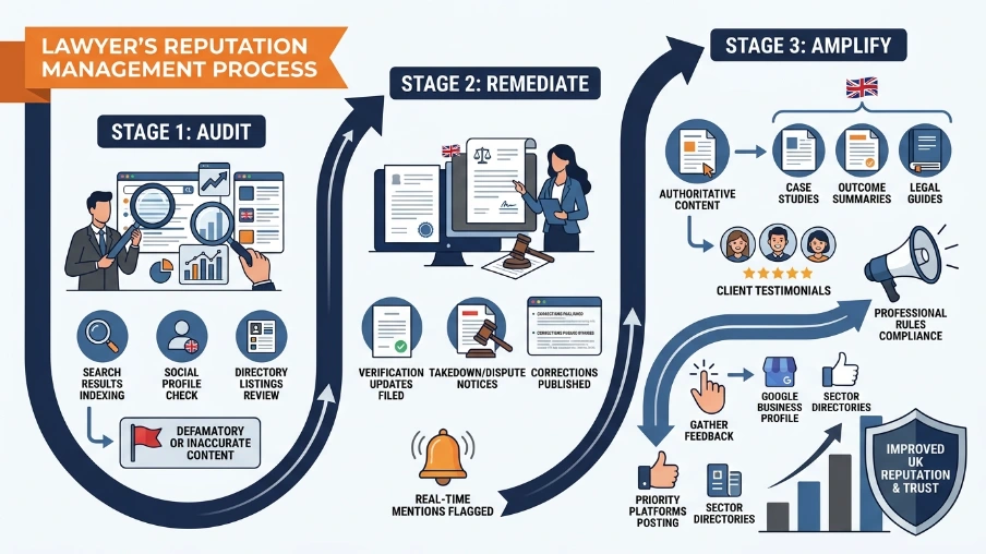 What practical steps protect and improve a lawyer’s online reputation