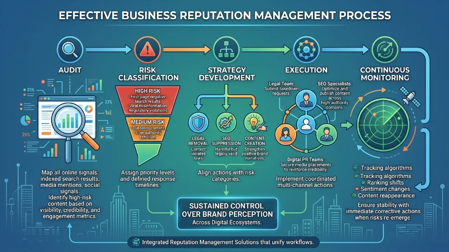 What processes define effective reputation management for business