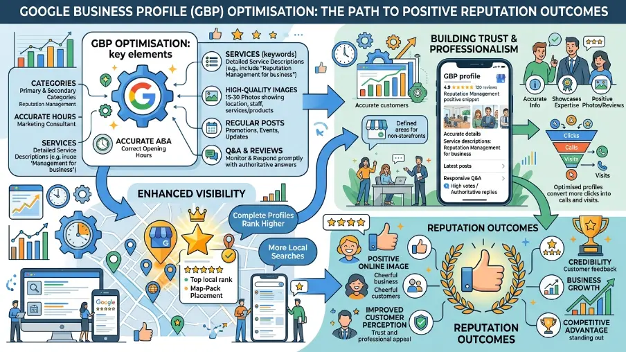 What role does Google Business Profile optimisation play in reputation outcomes