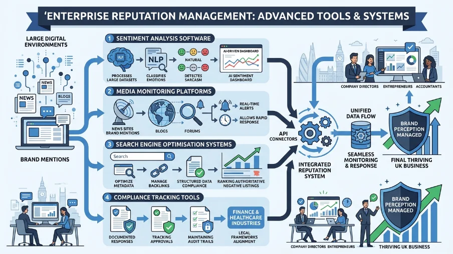 What tools and systems are used in enterprise reputation management