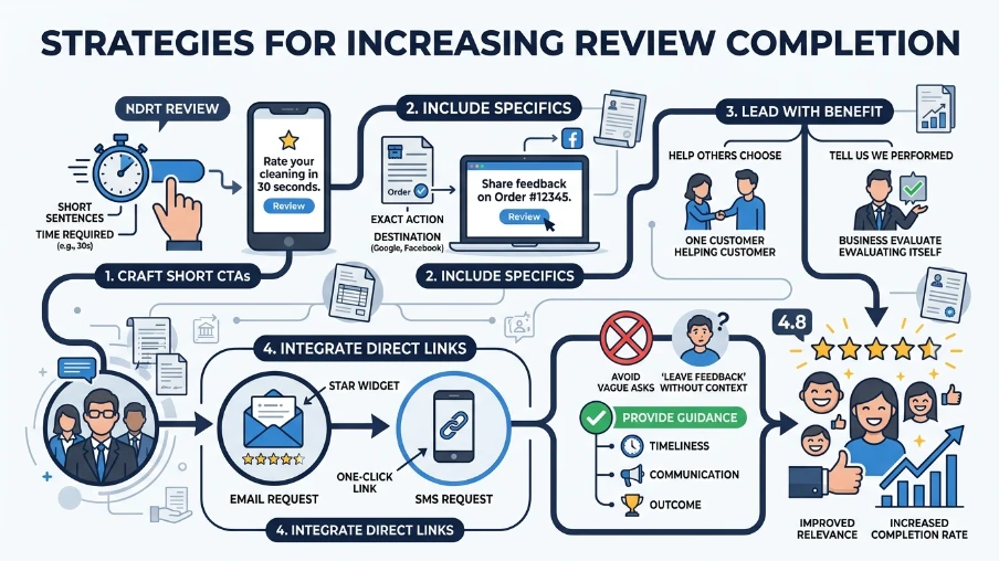 What wording and CTAs increase review completion