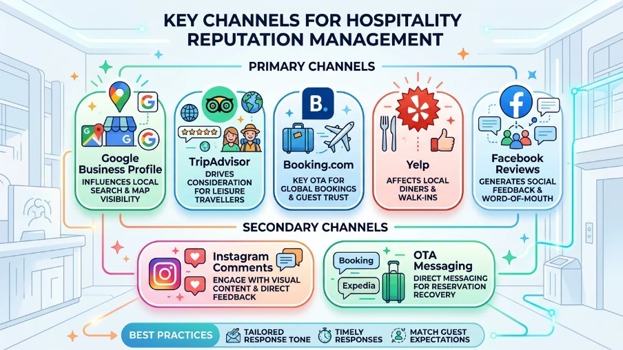 Which channels matter most for hospitality reputation