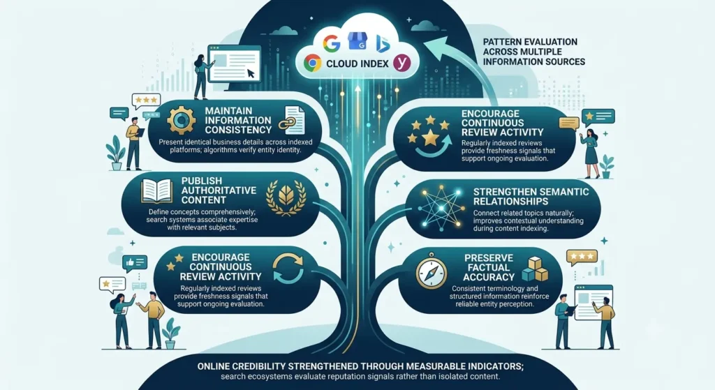 Which factors strengthen online credibility