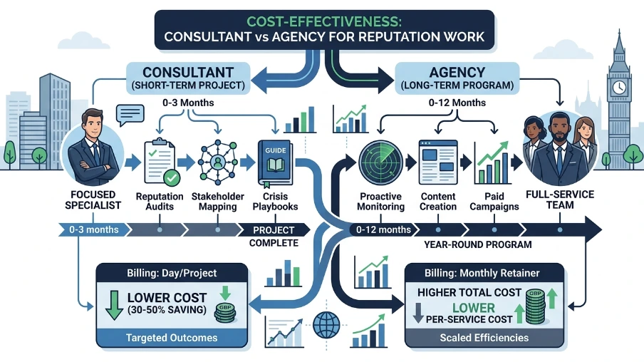 Which option is more cost-effective for medium-term reputation work