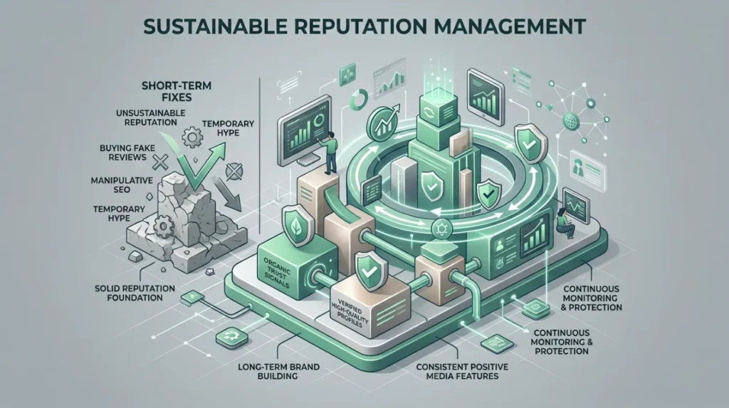 Which reputation management approaches deliver the most sustainable outcomes?