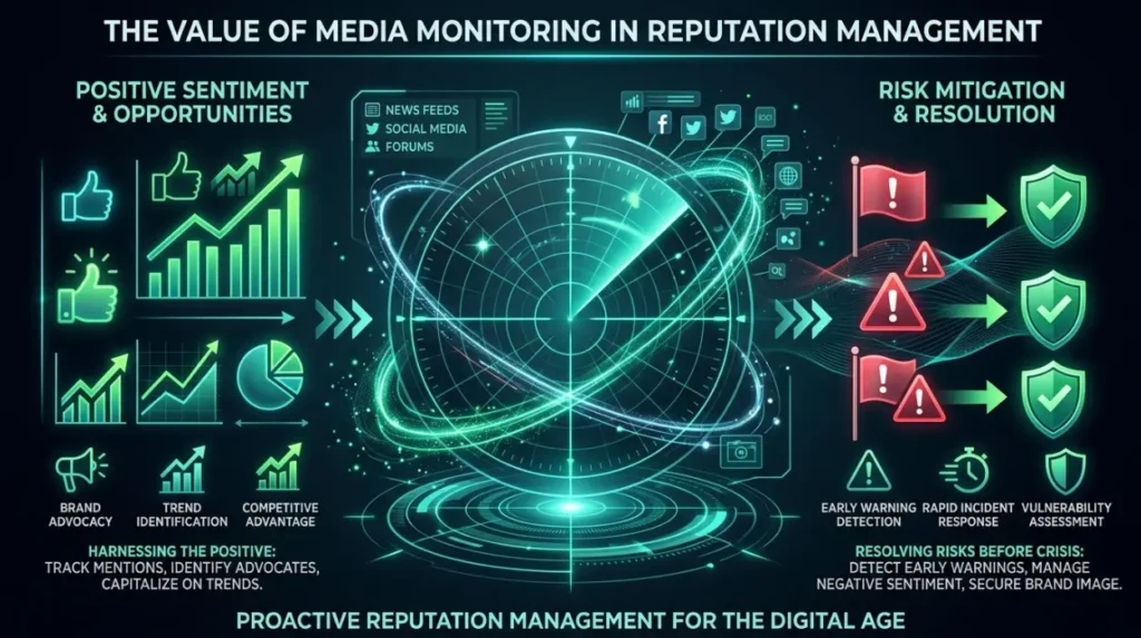 Why do media monitoring tools contribute to reputation management?