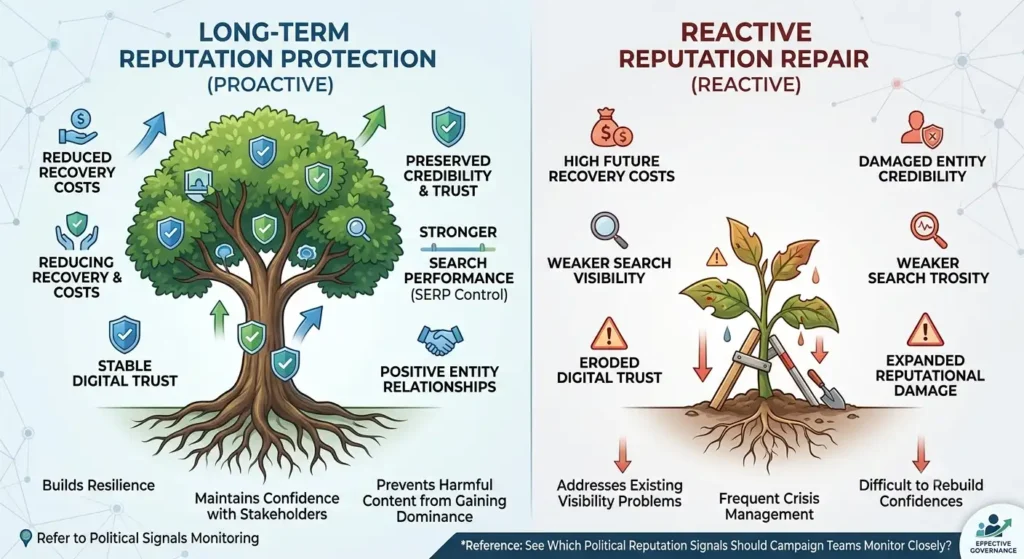 Why does long-term reputation protection deliver greater value than reactive reputation repair